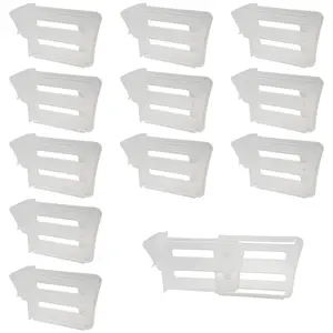 12 Pcs Adjustable Clear Fridge Divider Set, Retractable Fridge Door Organizer Clip, Snap-On Unexpanded: 3.1 x 1.9 Inches (8 x 5 cm) Expanded: 4.7 x 1.9 Inches (12 x 5 cm)