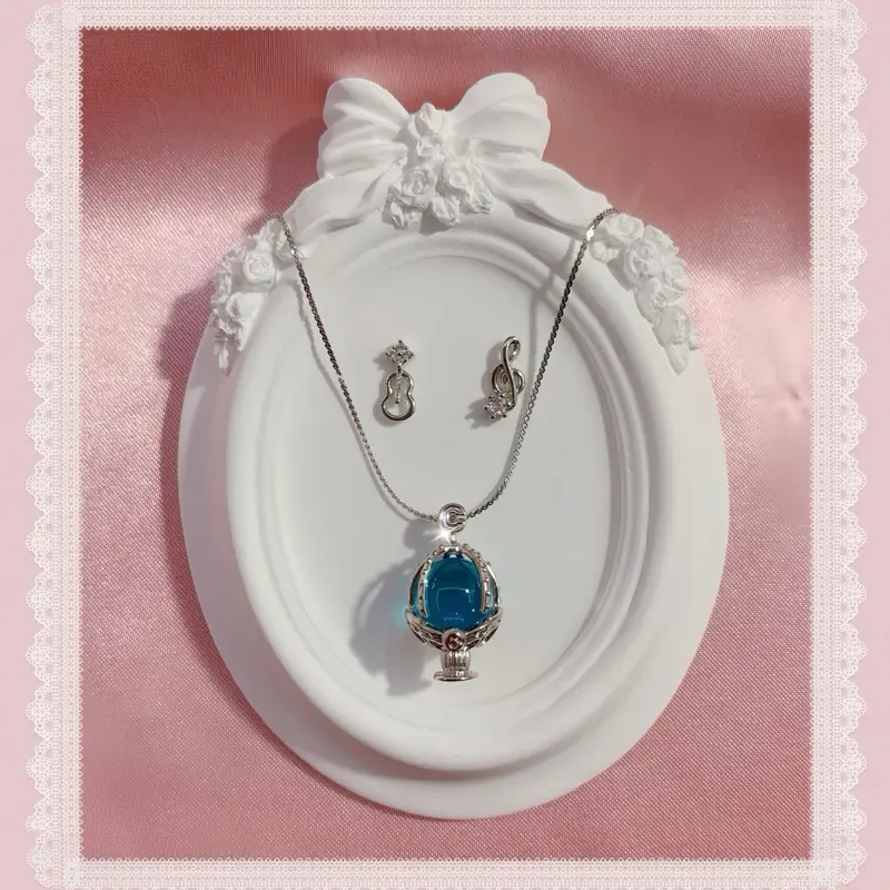 Madoka Magica Sayaka Miki Homura Akemi Madoka Kaname Elegant Dainty Soul Gem Anime Manga Kawaii Necklace and Earrings set Puella Magi Series