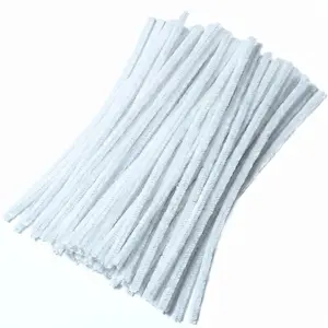 White Pipe Cleaners Craft (100 Pieces) Chenille Stems for DIY Art Creative Festival Day Decorations (0.24 x 12 Inch)