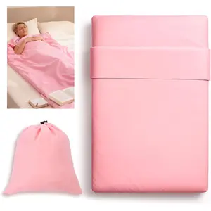 Self Tan Sleep Sack for Sleeping and Travel, Breathable Lightweight Reusable Adult Sleep Sack Sheet Protector, Sleeping Bag for Bed Camping Hotel Business Trips (Pink)