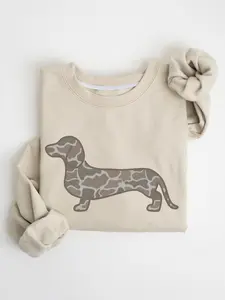 Dachshund Duck Camo Graphic Fitted Womenswear Sweatshirt, Duck Camo Wiener Dog, Duck Camo Doxie Crewneck, Doxie Lover Sweatshirt, Dachshund Mom Dad Sweatshirt