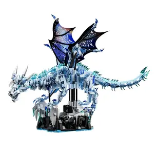 1646Pieces Big Ice Dragon Building Blocks Animal Model Fire Breathing Dragon Bricks Desktop Display Toys For Kids Adults Gifts Decor, Birthday Christmas Gifts
