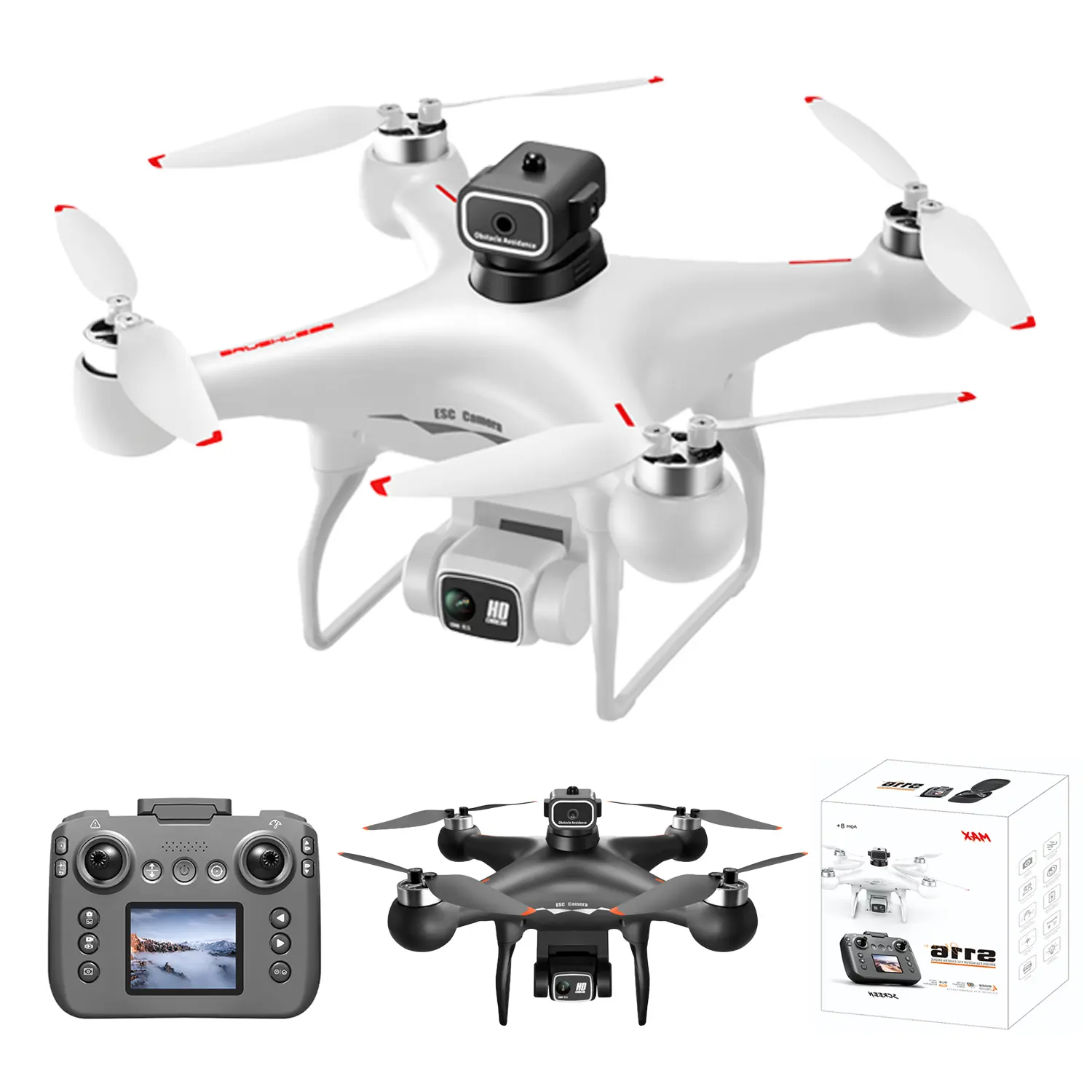 RC Drone with Screen Controller, Dual 720P HD Cameras, Brushless Motor, Optical Flow Positioning, Altitude Hold, Headless Mode, One-Key Takeoff, 6-Axis Gyro, Quadcopter Drone with 2 Batteries for Beginners and Adults
