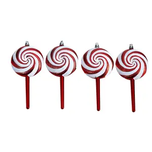 7” Candy Cane Lollipop Holiday Deluxe Christmas Shatterproof Ornament Set of 4 7” Candy Cane Lollipop Holiday Deluxe Christmas Shatterproof Ornament Set of 4