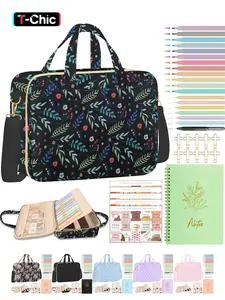 Bible Cover Case for Women, Large Bible Bag with Shoulder Strap and Handle, Bible Study Supplies Journaling Kit, Bible Highlighters and Pens No Bleed Tabs Notebook Cross Clips，Perfect Bible set for accessorizing and for gift giving and back-to-school seas