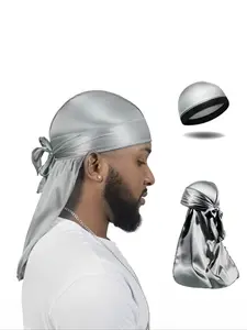 5 Piece Set Silk Durag Headscarves Unisex, Wave Cap & Long Tail Scarfs, 360 Degree Elastic Band, Soft Breathable Hair Protection, Scarf Head Wrap, Head Scarf Turbans, Versatile Headscarf