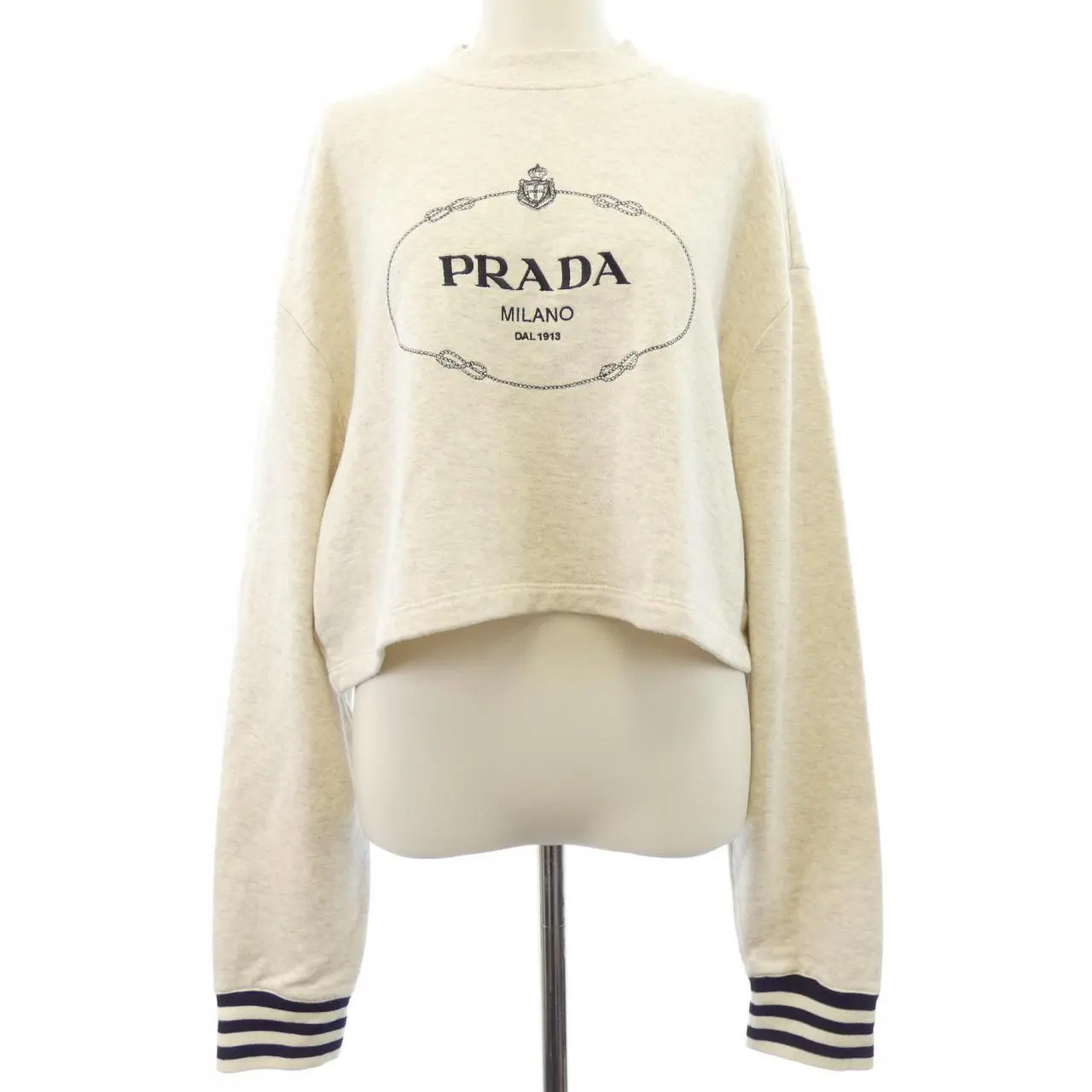 Pre-owned PRADA Cotton Small Leather Goods Oversize Fleece Sweatshirt