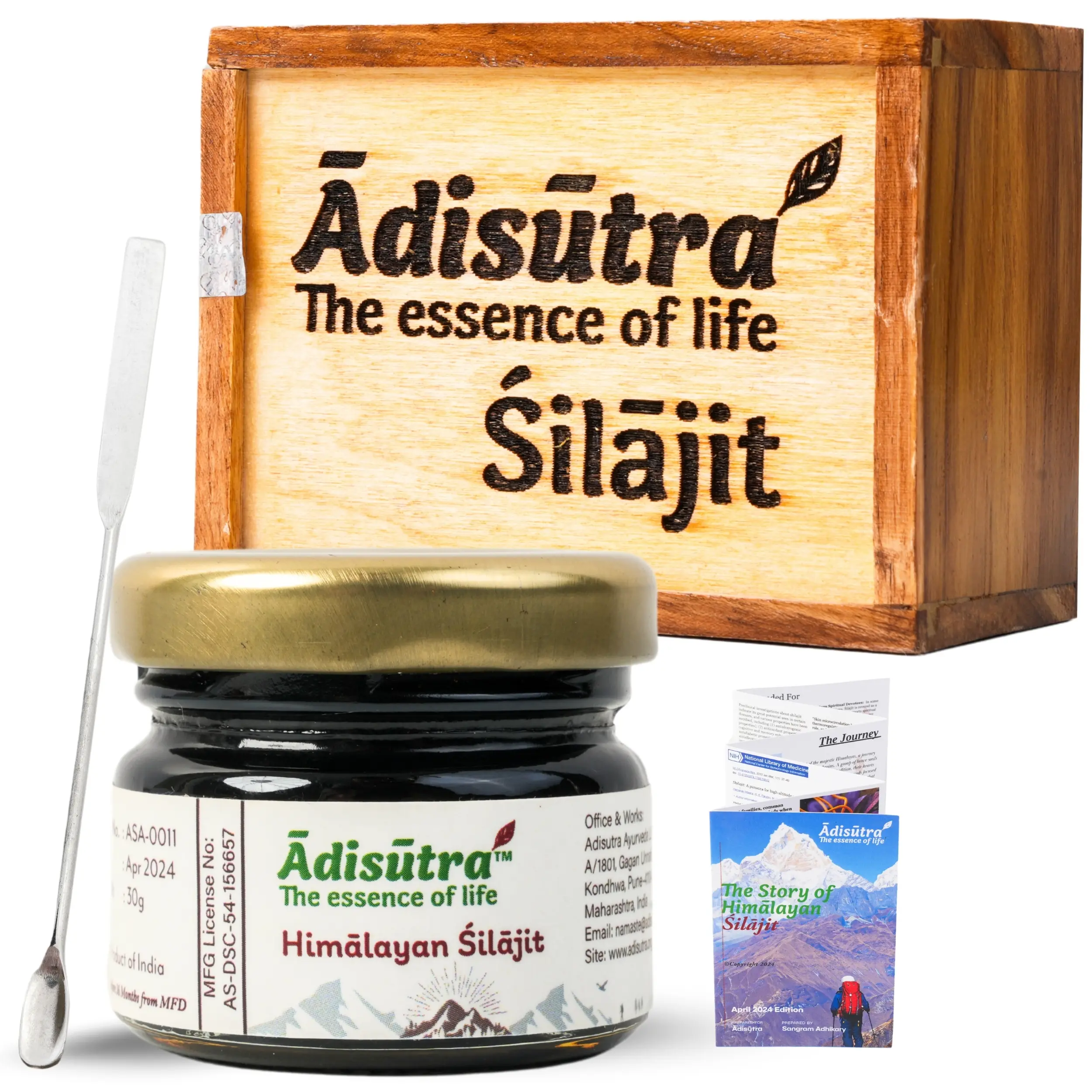 Adisutra Shilajit Resin | Highest Quality & Lab Tested with Fulvic Acid & Trace Minerals | 100% Pure Himalayan Organic Shilajit for Protecting Brain Health & Memory - 60 Servings (30g)