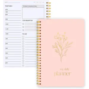 Undated Daily Planner with Hourly Schedule, 5.71" X 8.35" Daily  Noteboook Set Goals A5 Daily Personal Organizer Notepad for School Work Office Improve Efficiency Planner,