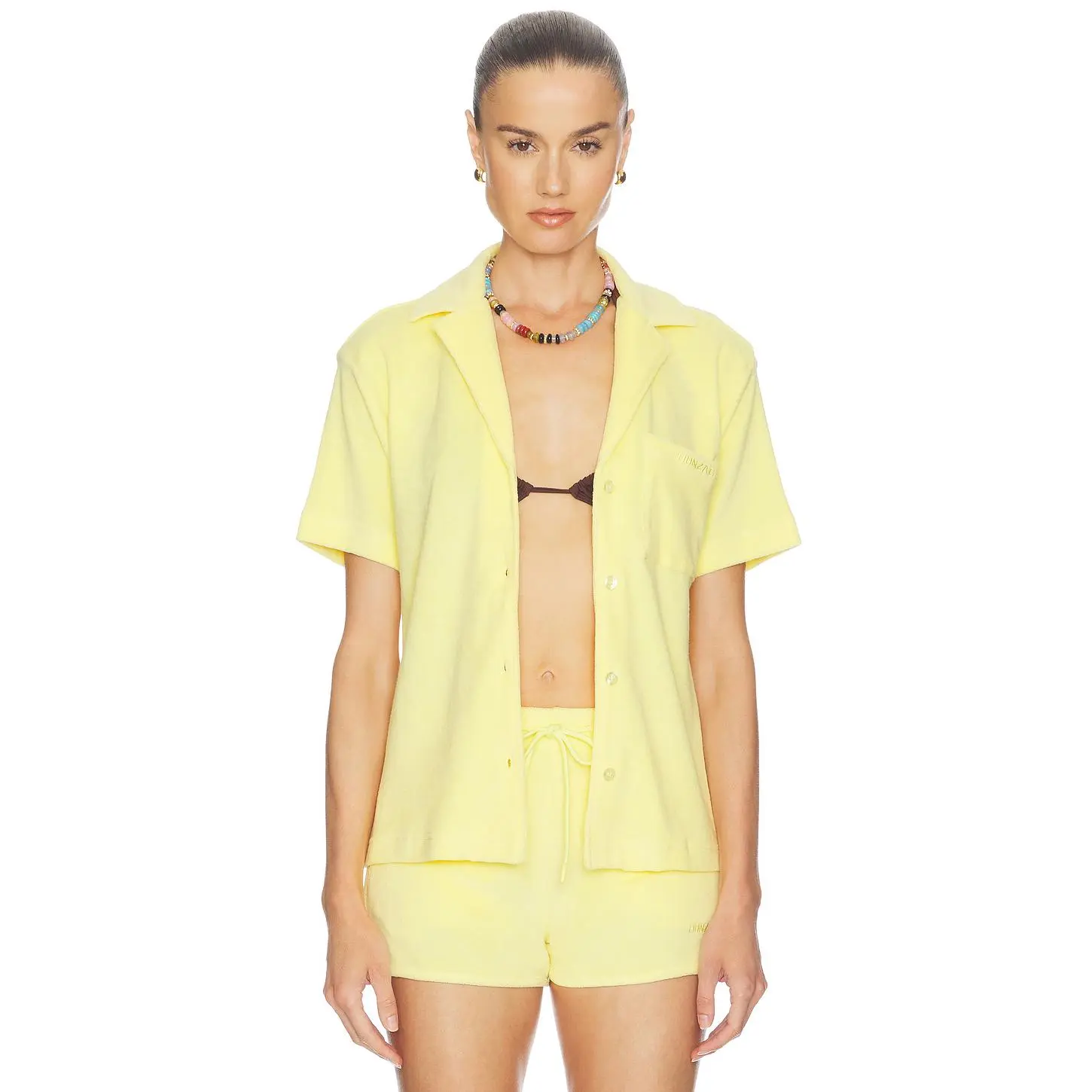 Hunza G Towelling Resort Shirt in Butter
