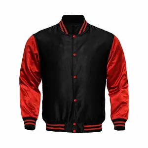 Mens Satin Jacket Black/Red - Stylish Polyester Coat - Menswear
