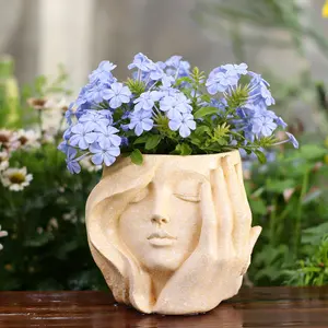 Elegant Resin Flower Pot, Charming Decorative Piece, Wall-Mounted Garden Art, Sculptural Planter, Succulent Planter, Home Desktop Decoration