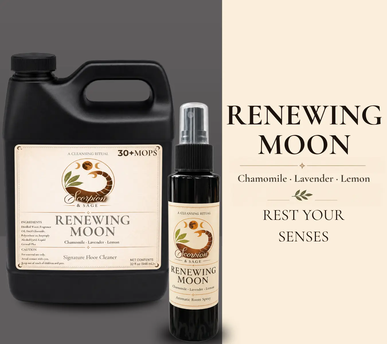Renewing Moon Floor Cleaner Concentrate and Room Spray Bundle