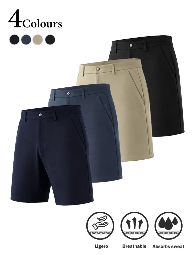 3-Pack Men’s Quick-Dry Stretch Dress Shorts | Lightweight Moisture-Wicking Chino Shorts, Casual Work/Golf/Athletic Flat-Front Shorts