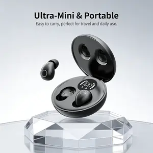 Invisible Sleep Earbuds, Smallest Sleep Headphones for Side Sleepers Low Profile Micro Tiny Discreet Hidden Earbuds for Work, Wireless Mini for Small Ear Canals, Deep Light Beign