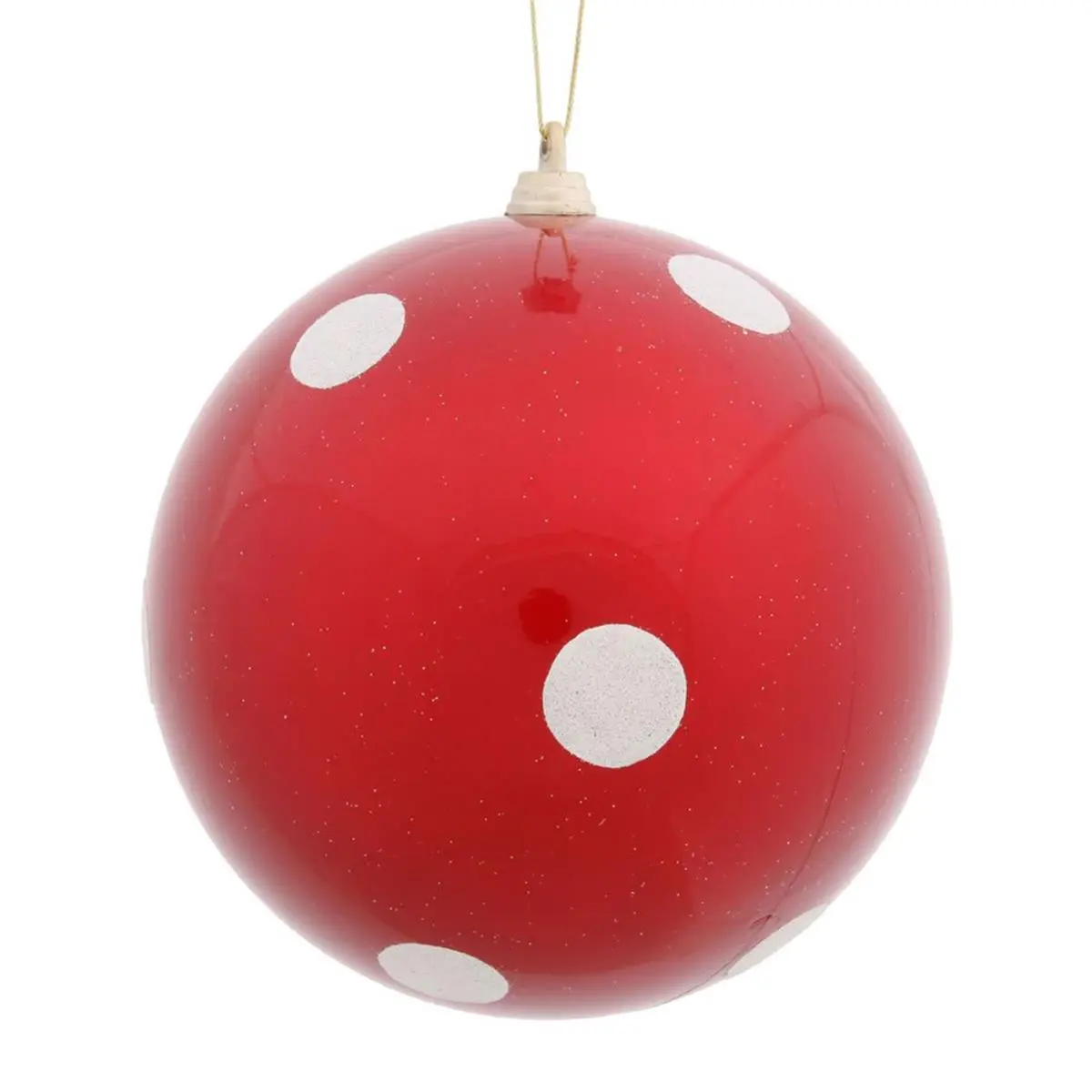 212 MAIN Hangable Red Candy Polka Dot Plastic Ball-Shape Colored Christmas Decoration, 8 in. Festive Decor for Home & Party Supplies, Polka Dots
