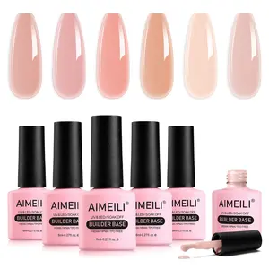 AIMEILI Gel Nail Polish Builder Nail Gel Builder Strengthener Gel Color Hard Gel Builder Extension Nail Gel 6 x 8 ML-Kit Set 34