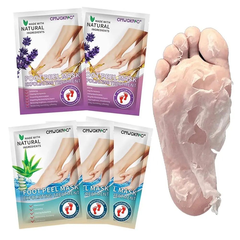 5 Pack Foot Peeling Mask, Exfoliating Foot Peel Mask for Dry, Cracked Feet, Removes Calluses and Dead Skin, Foot Mask for Men and Women, Anti-Crack Foot Mask for Smooth, Soft Feet