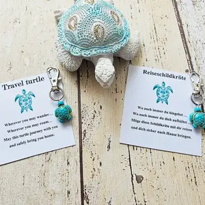 2pcs Travel Turtle Keychain, Pocket Hug Card, Travel Guardian Angel, Vacation Turtle, Fashion Keychain Gift, Cute Souvenir, Keychain Pendant