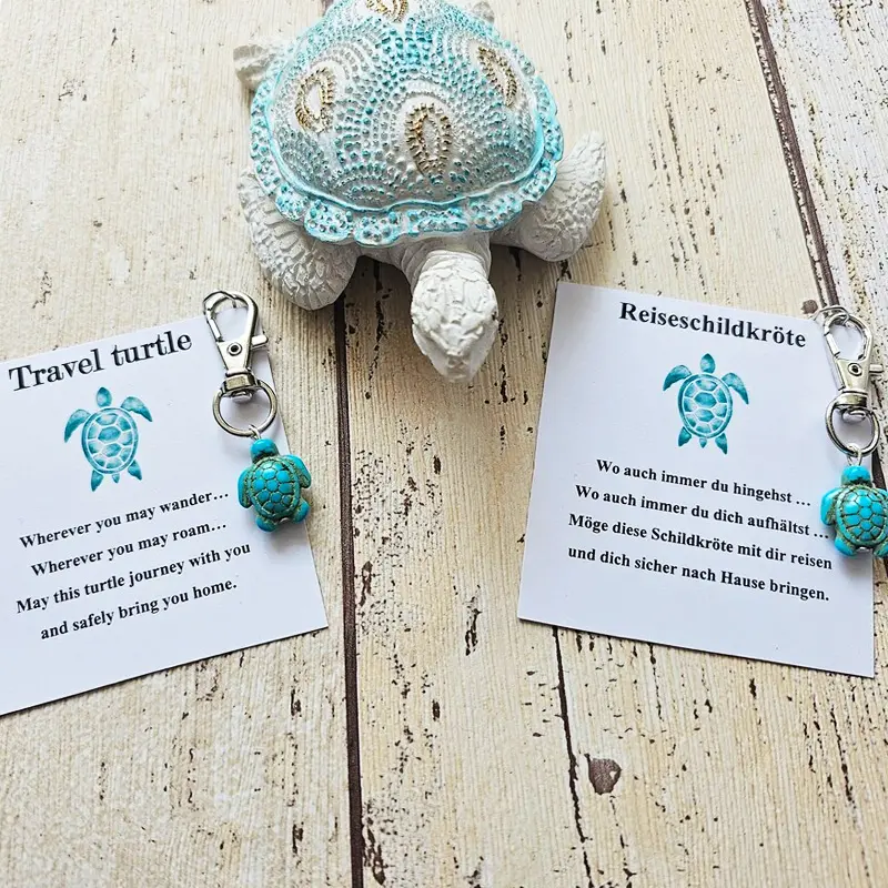 2pcs Travel Turtle Keychain, Pocket Hug Card, Travel Guardian Angel, Vacation Turtle, Fashion Keychain Gift, Cute Souvenir, Keychain Pendant, Keychain Decor