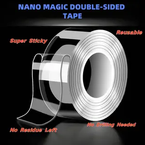 Heavy Duty(9.85/6.65FT), Nano Double Sided Adhesive Tape, Clear Mounting Tape Picture Hanging Adhesive Strips. Double Sided Tape Heavy Duty(9.85/16.5FT), Nano Double Sided Adhesive Tape, Clear Mounting Tape Picture Hanging Adhesive Strips.