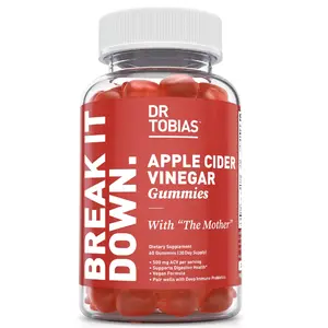 Dr Tobias Apple Cider Vinegar Gummies 500mg with Mother Folate B12 & Iodine Supports Gut Health Cleanse Detox Vegan Formula 60 Gummies - Essential Minerals Supplement
