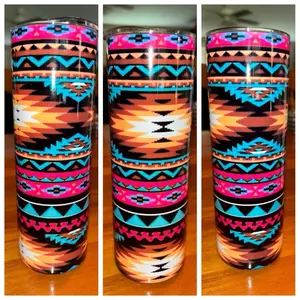 Pink and Teal Aztec Tumbler