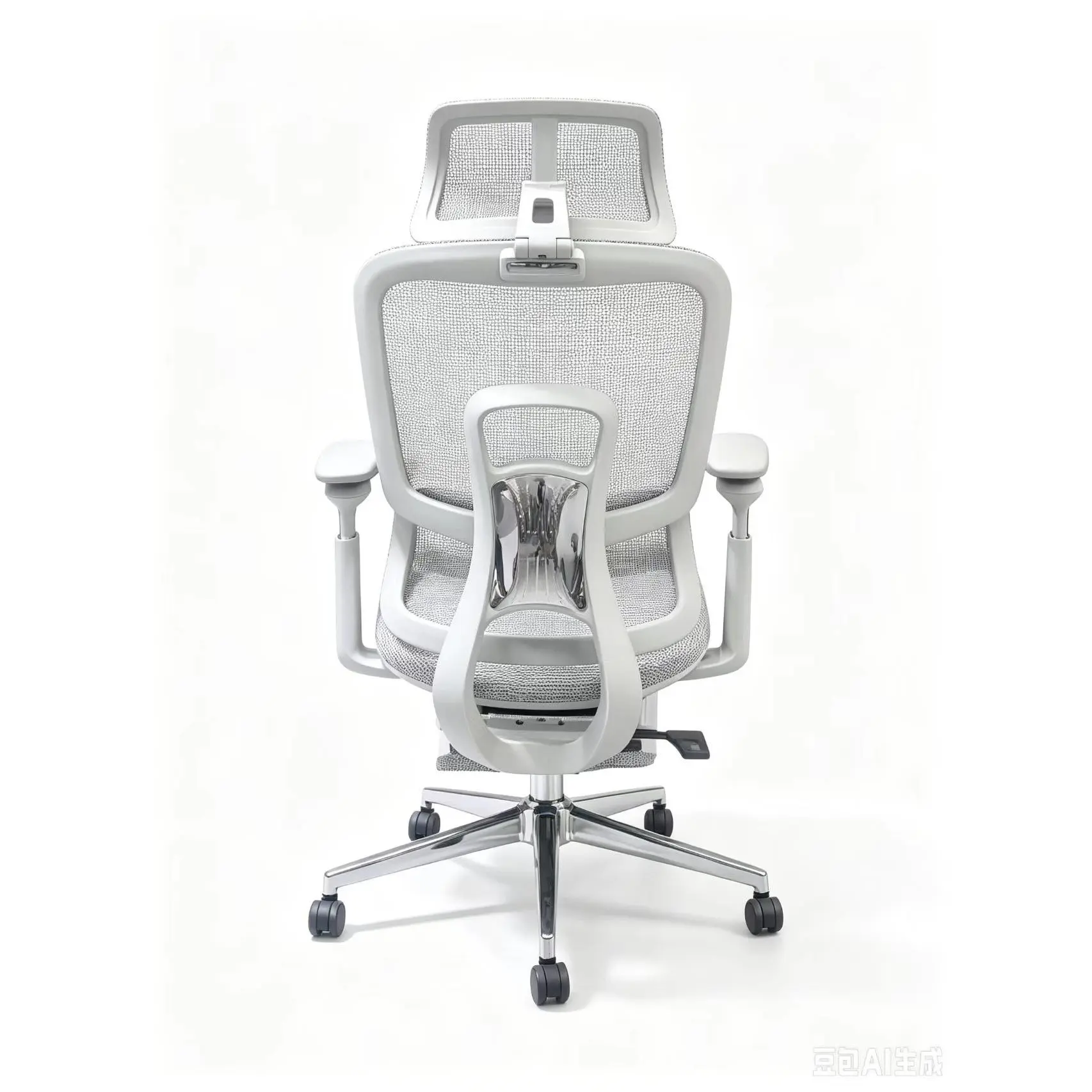Ergonomic Mesh Office Chair - Adjustable Headrest, Backrest, Seat, 360° Rotatable PU Armrests, Height-Adjustable Flip-Out Footrest for Desk Chairs, Office Chairs