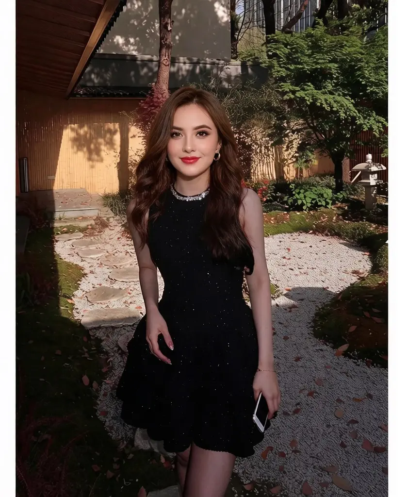048# Women’s slimming casual sleeveless crew neck waist-cinched short black dress — Premium Lady Crystal women’s wear, French elegant heiress style, vacation party summer dress, lightweight fabric