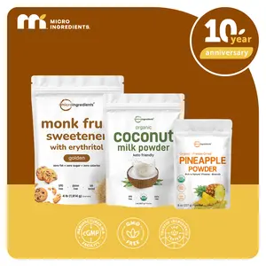 Micro Ingredients Pineapple Coconut Smoothie Bundle: Organic Pineapple Powder 8oz & Organic Coconut Milk Powder 2LB & Golden Monk Fruit Sweetener 4LB