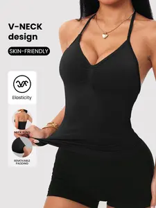 Women's Seamless Halter Top Yoga Tank, Backless Sports Bra, Backless Sports Vest, Gym Outdoor Workout Clothes, Casual Slim-Fitting Summer Activewear