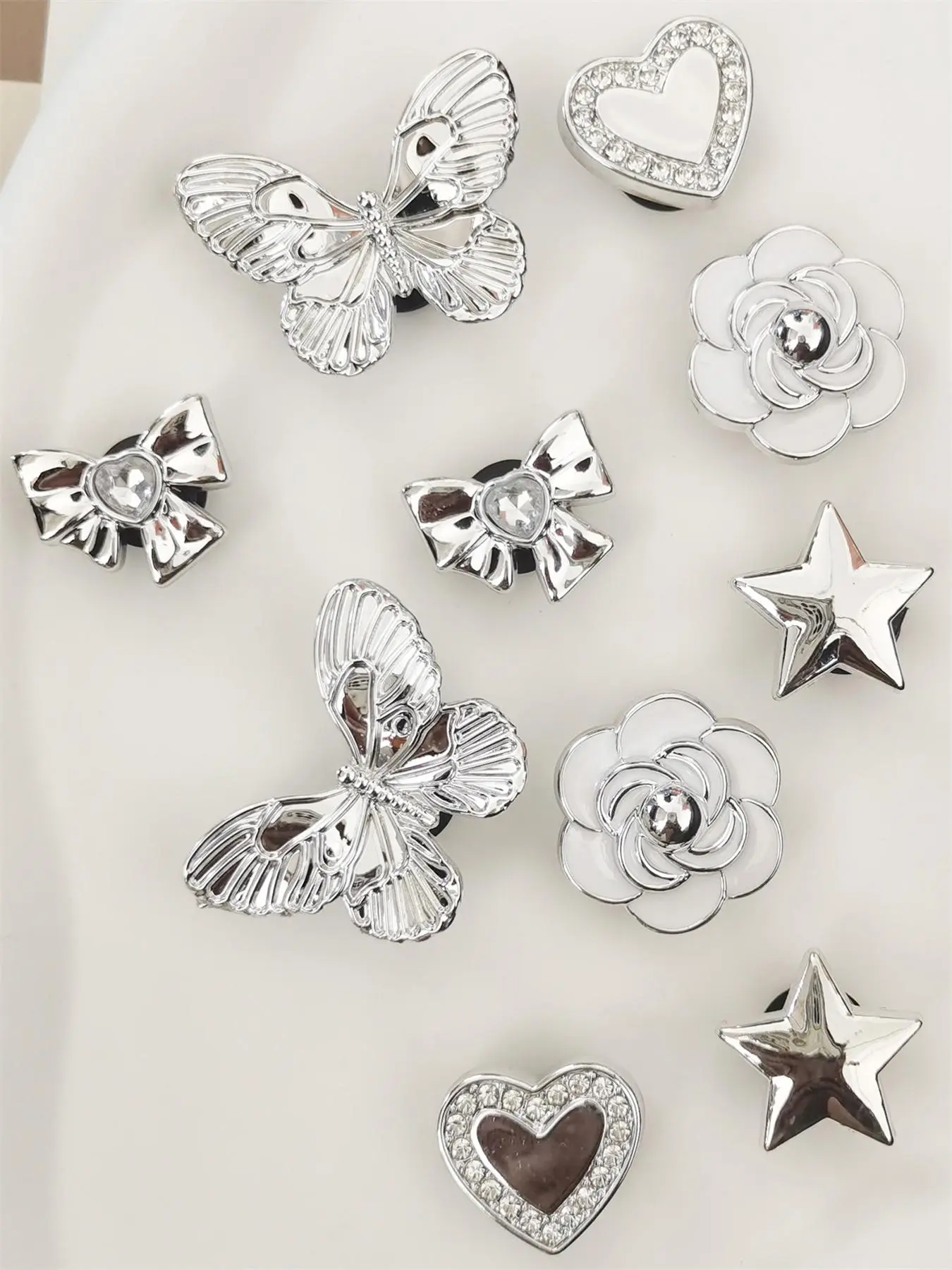 Cute Bow & Flower  Heart & Star Shaped Sparkling Shoe Charms, Fashionable Shoe Buckles, Diy Shoes Decorations for Women & Girls, Removable Decorative Shoe Accessories (shoes Not Included), for Fall Outfits Fall Freshness, Rhinestone Shoe Decoration