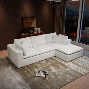 【Mother's Day Gift】UTUHMWM 108"L-Shaped Modular Cloud Sofa, Suitable for Living Rooms, Apartments and Home Theaters, Memory Foam Bonelesscouch, Double-Layer Seat Cushions, 4-Piece Free Combination, Soft Chenille Fabric, No Assembly Required