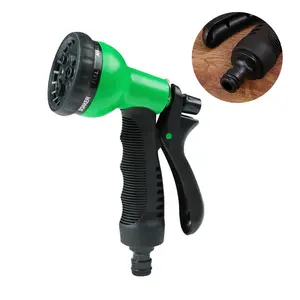Garden Hose Nozzle 8-Pattern - ABS Water Spray Nozzle, Slip Resistant | For Watering Plants, Lawn, Washing Cars, Cleaning, Pet Shower