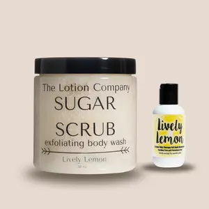 Lively Lemon Sugar Scrub + travel size lotion by The Lotion Company bundle