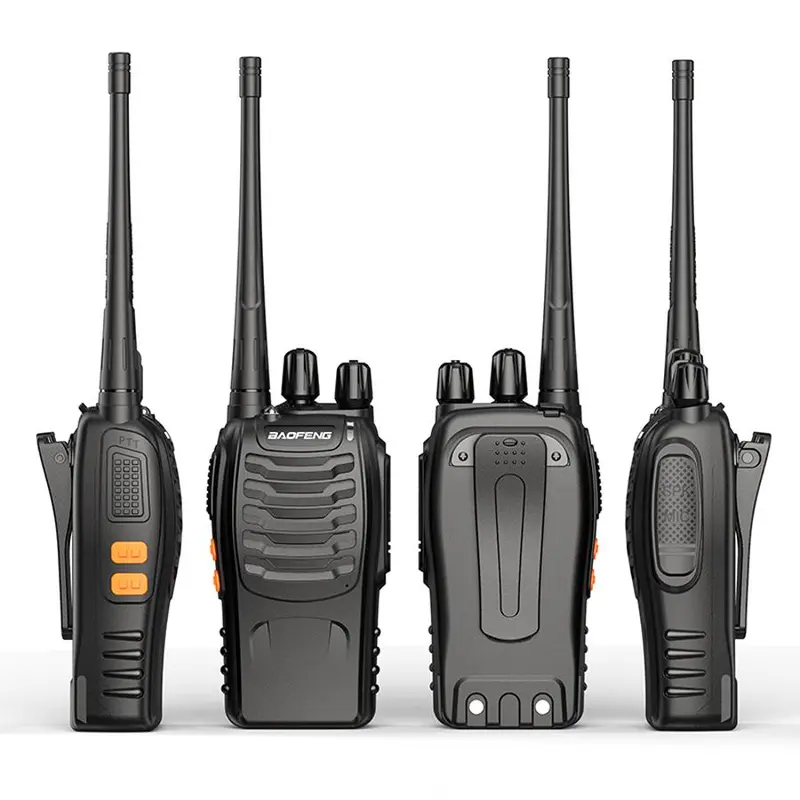 Baofeng 4Pcs BF-888S Plastic Handheld Walkie Talkies - UHF 400-470MHz 2-Way Radios with 16 Channels, Rechargeable Batteries & Cells, 3 km Range for Hunting, Hotel Audio Use