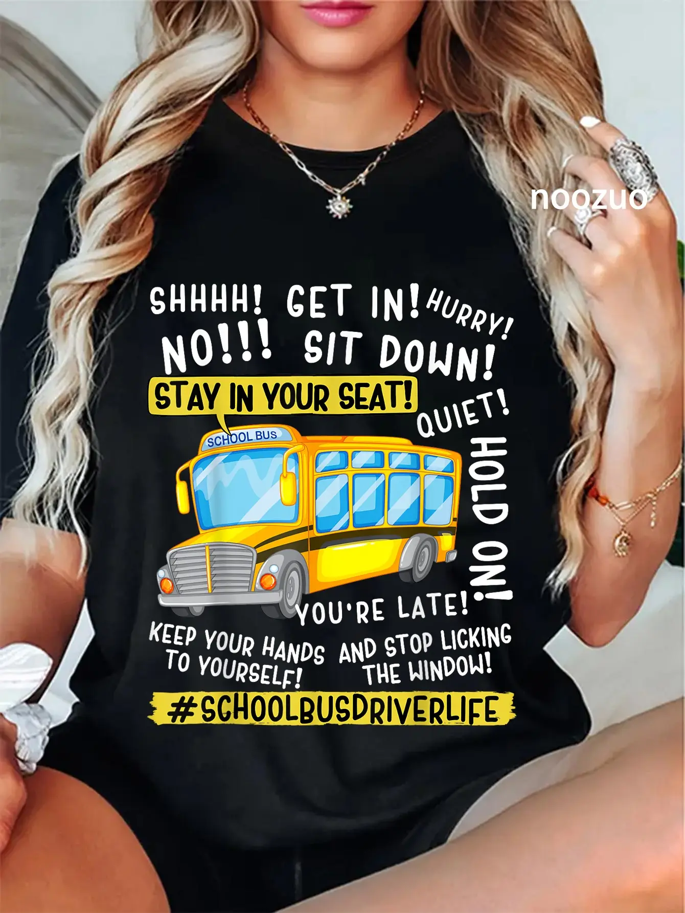 Women's 100% Cotton Vintage T-Shirt - Everyday Casual Graphic Top, Themed Streetwear for School Bus Drivers (Back to School Haul Essential)