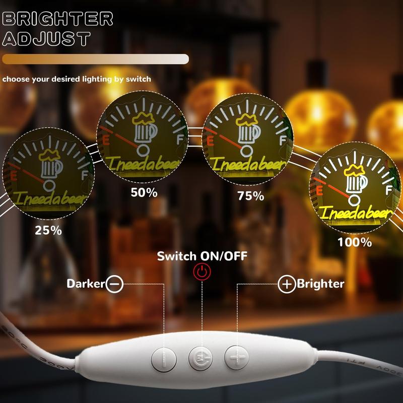 I Need A Beer Neon Sign for Wall Decor,  Beer Led Lights for Bedroom Led Signs Suitable for Bar Pub Recreation Room Game Room Windows Garage Sign Neon Light Man Cave Sign