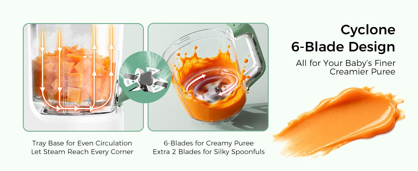 Momcozy AutoMeal Baby Food Maker – One-Step Auto Steam & Blend Food Processor, 15oz Large Cup & 6-Blade Design, Self-Cleaning, Auto 3-Stage Texture Settings for Effortless Homemade Baby Puree