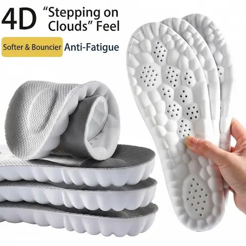 PHEFEE Women's Adults' 1 Pair 4D Cloud Soft Synthetic Shoe Insoles - Shock-Absorb, Acupressure Massage Footbed, Breathable 3D U-Heel Cup, Feet Pain Relief, Dry Feet Solutions (37-38 US(M5.5-6)(W6-6.5),41-42 US(M7.5-8)(W8-8.5)) for Work Boots, Sneakers