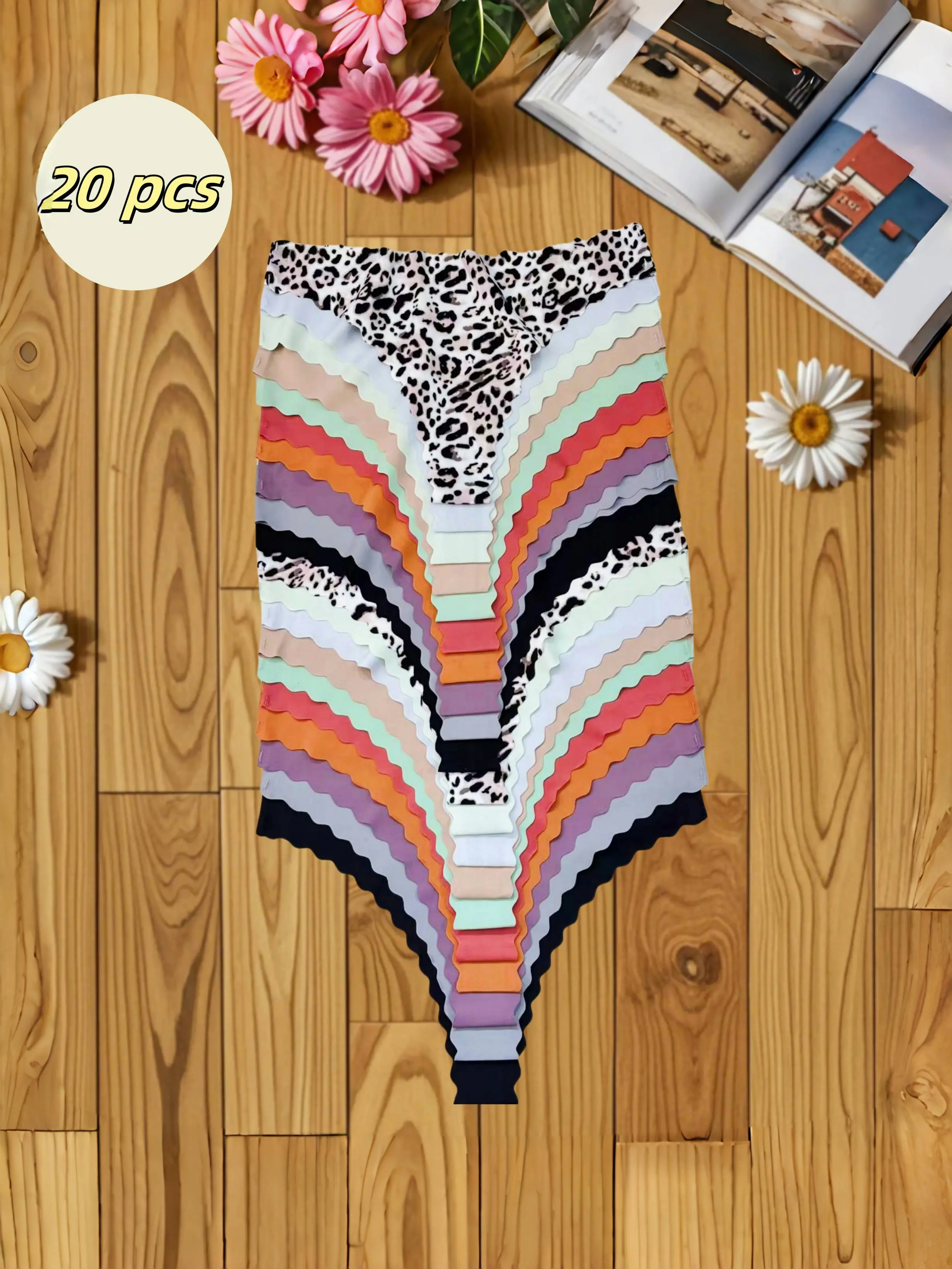 20-pack seamless women's underwear. Summer cooling secret! Fan-shaped wavy edges. Blended material is breathable and comfortable. Say goodbye to sultry and sticky . Panties Womenswear Bridal Lingerie