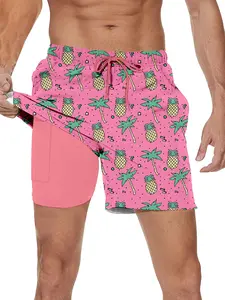 LZLER Men's Quick-Dry Swim Shorts 2-in-1 Compression Swimming Trunks for Beach, Pool & Water Sports