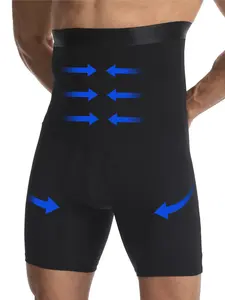 Men's Shaping Shorts, Silicone Anti-Slip Hip Control Tight Fit Sculpting Pants, High Waist Thigh Friction Prevention Suitable for Gym Daily Wear