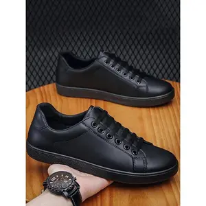Men's Fashion Casual Low Top Sneakers, 1 Pair Lace up Front Pu Leather Shoes Lightweight Comfortable Shoes for Daily Wear, Perfect for Students and Outdoor Sports