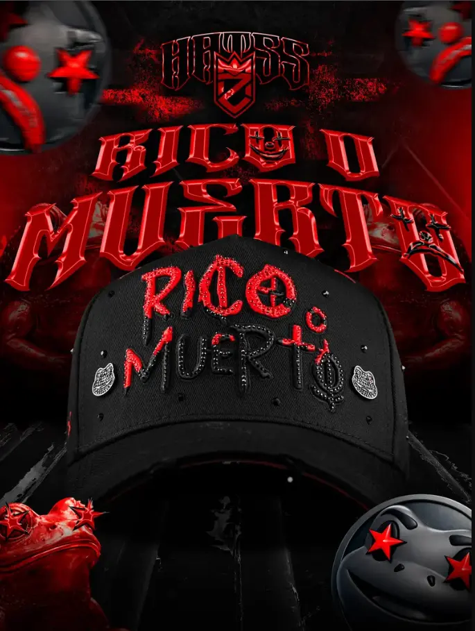 MZ HATS RICO O MUERTO BLACK SNAPBACK HAT MZRICOMUERTO BLK