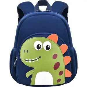SQ-CPB017 Dinosaur Anti-lost Kids Backpack for Kindergarten Preschool Boys with Safety Leash, Lightweight Boys Small Backpack Daycare Bag, A-Dark-blue+Green Junior