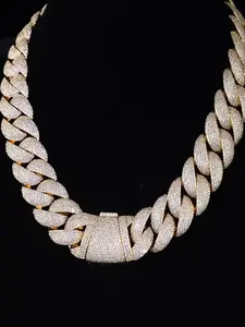 Heavy Duty 22mm Miami Cuban Link Chain, Luxury Boutique Jewelry VVS Chilled Diamond Set Cuban Chain Antique Fashion Trend Hip Hop Style Large Necklace Boutique Jewelry Anniversary Gift