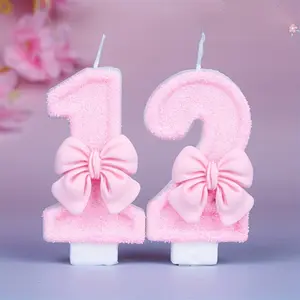 Glitter Number Birthday Candles 0-9, Shiny Digit Cake Decorations, Elegant Party Supplies for Milestones, Anniversaries, Weddings, Valentine's Day