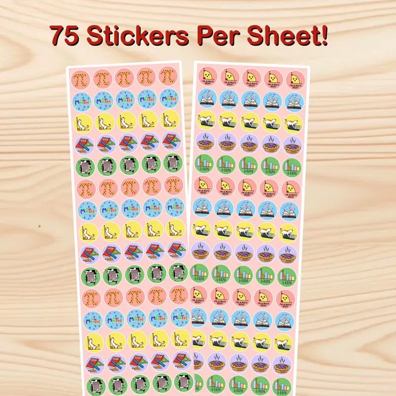 Math Sticker Sheets 75 Stickers Per Sheet for Teachers Students Classrooms Planners Journals STEM Learning Activities