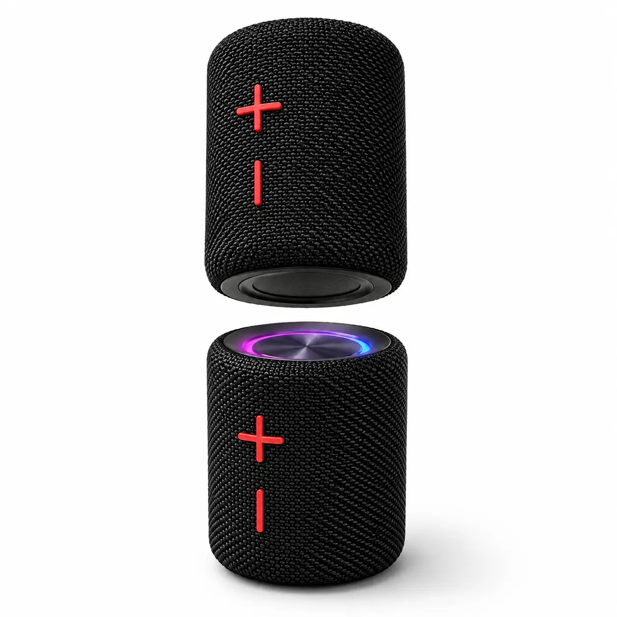 Twin Magnetic Bluetooth Speaker Set, 20W Detachable Dual Stereo with TWS Pairing, RGB Light Rings, Bluetooth 6.0, IPX6 Splash-Resistant, USB-C/AUX/TF for Home, Camping & Travel